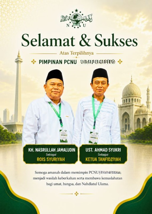 PCNU  Pengurus Cabang Kabupaten Karo Rois Syuriyah KH Nasrullah Jamaludin dan Ketua Tanfidziyah Ust Ahmad Syukri